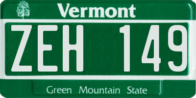VT license plate ZEH149