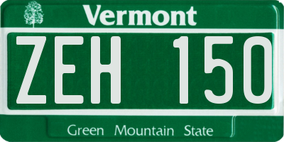 VT license plate ZEH150