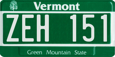 VT license plate ZEH151