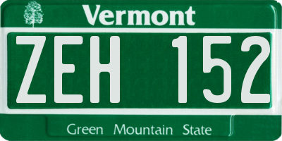 VT license plate ZEH152