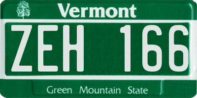 VT license plate ZEH166