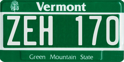 VT license plate ZEH170