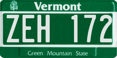 VT license plate ZEH172