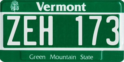 VT license plate ZEH173