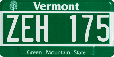 VT license plate ZEH175