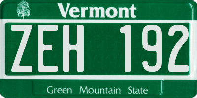 VT license plate ZEH192