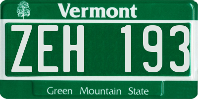 VT license plate ZEH193
