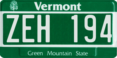 VT license plate ZEH194