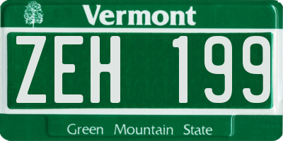 VT license plate ZEH199