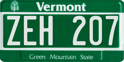 VT license plate ZEH207