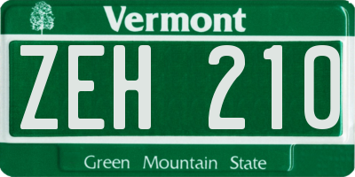 VT license plate ZEH210