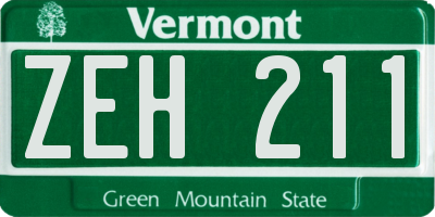 VT license plate ZEH211