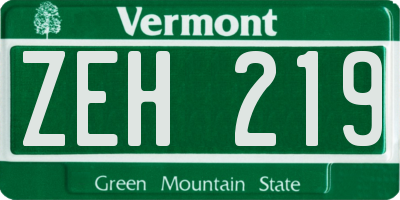 VT license plate ZEH219