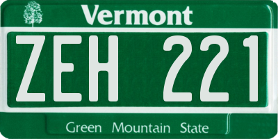 VT license plate ZEH221