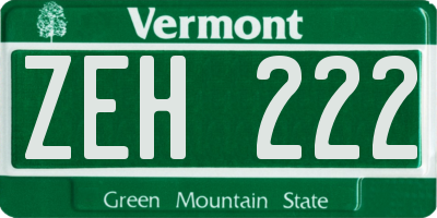VT license plate ZEH222