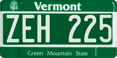 VT license plate ZEH225