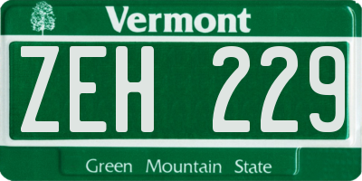 VT license plate ZEH229