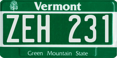 VT license plate ZEH231