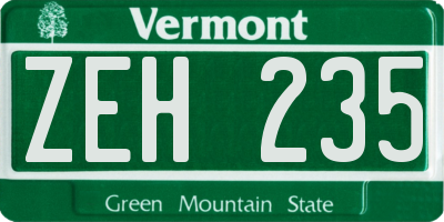VT license plate ZEH235