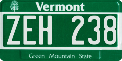 VT license plate ZEH238