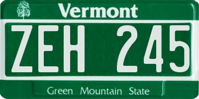 VT license plate ZEH245