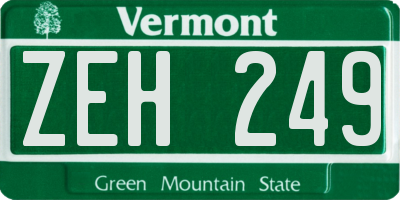 VT license plate ZEH249