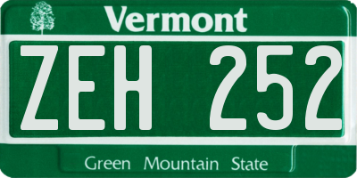 VT license plate ZEH252