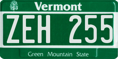 VT license plate ZEH255