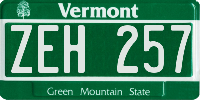 VT license plate ZEH257
