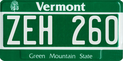 VT license plate ZEH260
