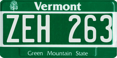 VT license plate ZEH263