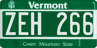 VT license plate ZEH266