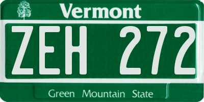 VT license plate ZEH272
