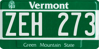 VT license plate ZEH273