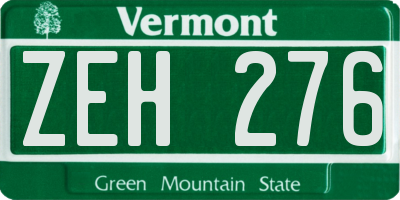 VT license plate ZEH276