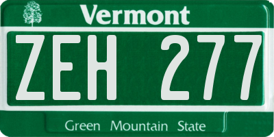 VT license plate ZEH277