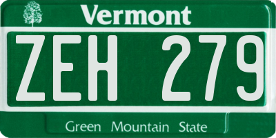 VT license plate ZEH279