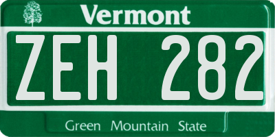 VT license plate ZEH282