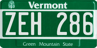 VT license plate ZEH286