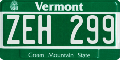 VT license plate ZEH299