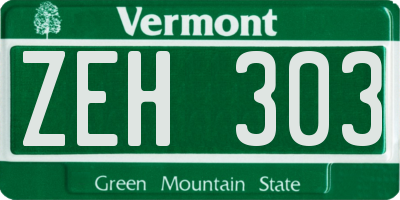 VT license plate ZEH303