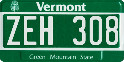 VT license plate ZEH308