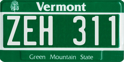 VT license plate ZEH311