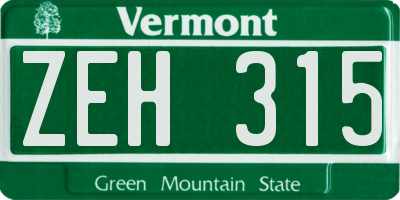 VT license plate ZEH315