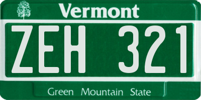 VT license plate ZEH321