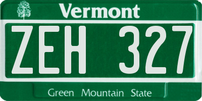 VT license plate ZEH327