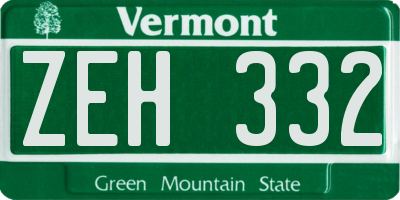 VT license plate ZEH332