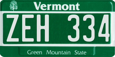 VT license plate ZEH334