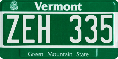 VT license plate ZEH335