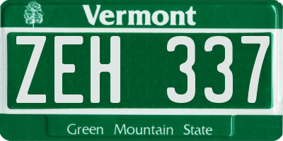 VT license plate ZEH337